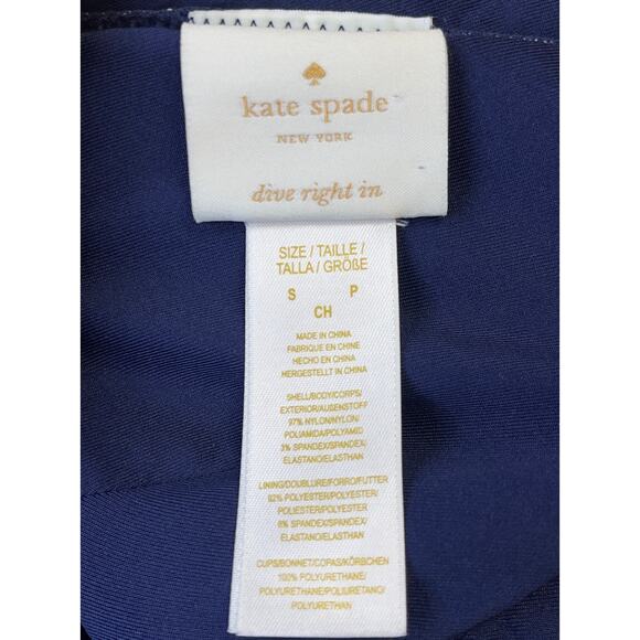 Kate Spade Marina Piccola Scallop Halter Plunge One Piece Navy Swimsuit - Small - Picture 5 of 11